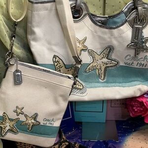 Limited Edition Coach canvas tote bag and crossbody featuring a starfish motif